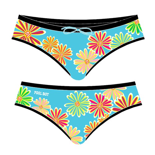 retro floral swim jocks