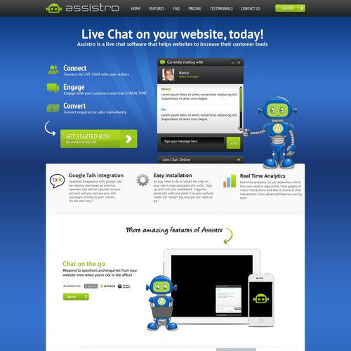 Help assistro live chat with a new website design