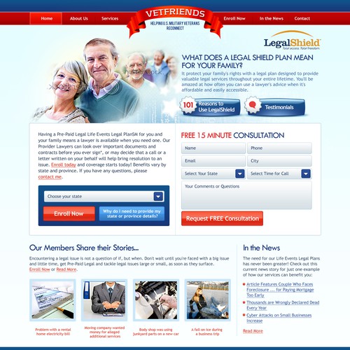 New website design wanted for VetFriends.com / Legal Shield