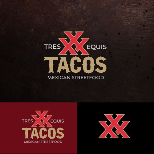 bold logo for Tres Equis  Tacos