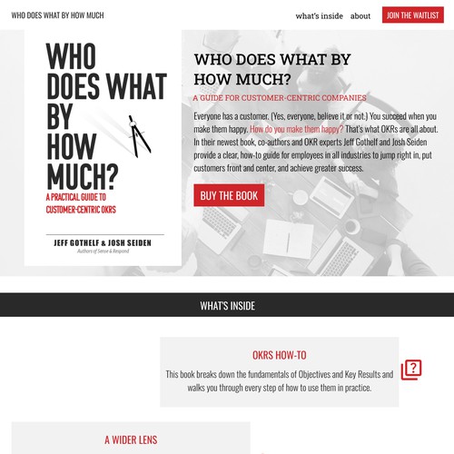 Landing page design for a book