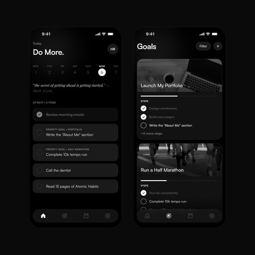 Do More. Goal Setting, Productivity App UI