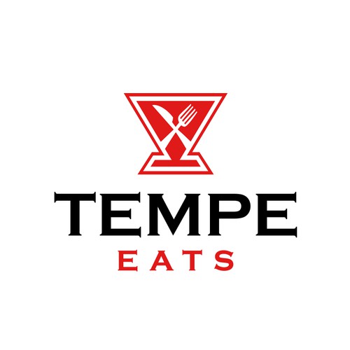 Tempe Eats Logo. Restaurant Logo. Fork and Knife logo. Bar logo. Circle logo. Retaurant Icon. Bistro logo. Signage Logo