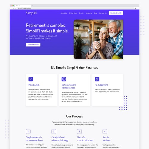 Modern landing page for financial advisors website