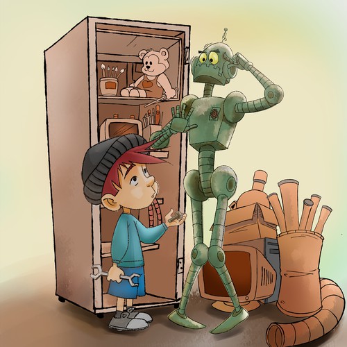 robô e a criança
