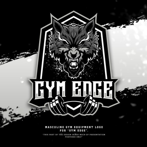 Masculine gym equipment logo.
