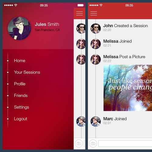 Great design for a timeline like messenger app needed :)