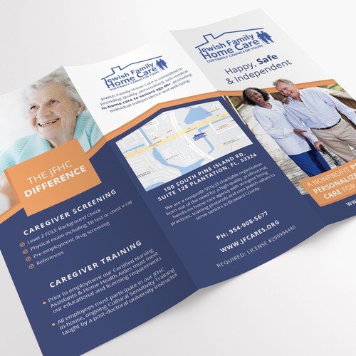 Tri-fold brochure for Jewish Family Home Care