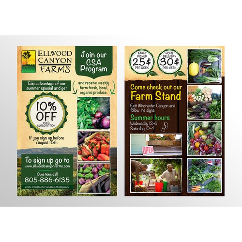 Create the next postcard or flyer for Ellwood Canyon Farms