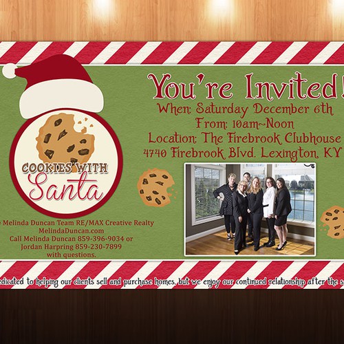 Postcard Invitation to "Cookies With Santa" event for Real Estate Team