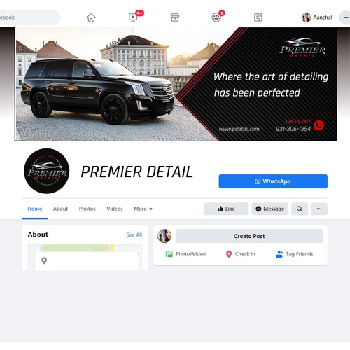 Facebook banner for car detailing service.