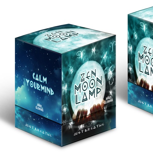 A beautiful & engaging box for the Zen Moon Lamp, a product for women (meditation, spiritual decor)