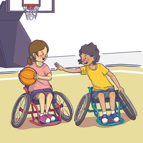 Illustration of disable children doing sports