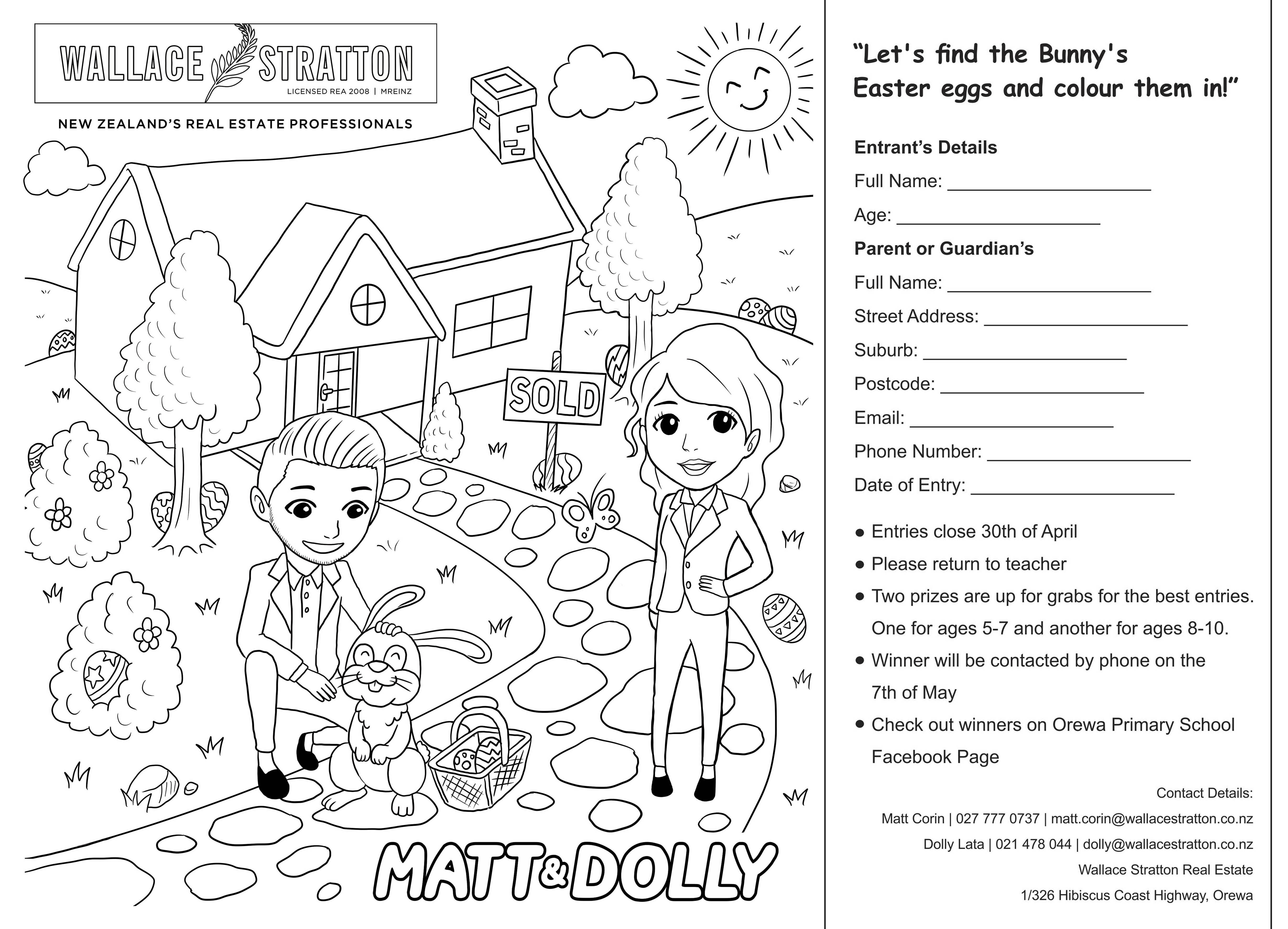 Easter themed colouring in competition for kids