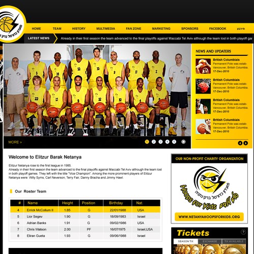 New Website Design Wanted for Professional Basketball Team