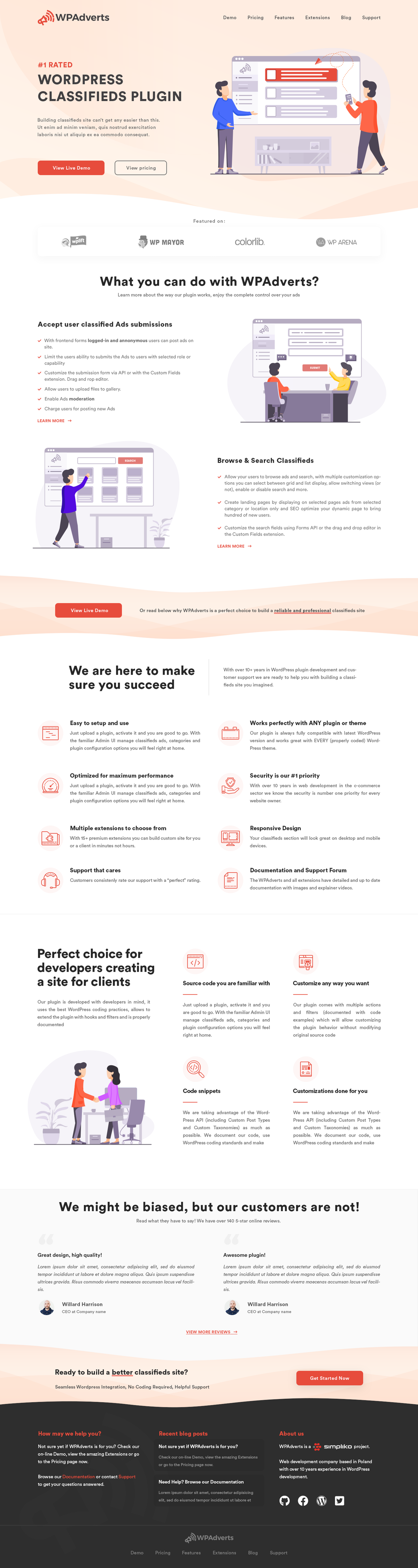 Modern design for our WordPress plugin website