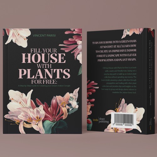 Dark cover with pink flowers