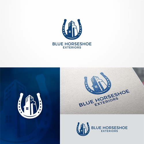 Logo concept for Blue Horseshoe Exteriors
