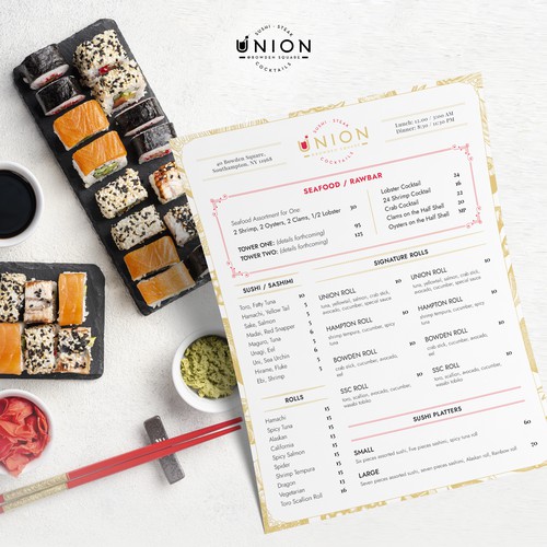 Union Steak & Sushi Dinner Menu