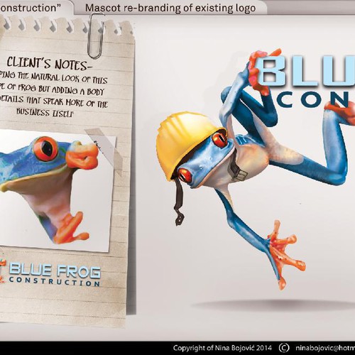 Create a fun & professional 3D Blue Frog Mascot