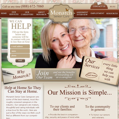 website design for Monarch Senior Care