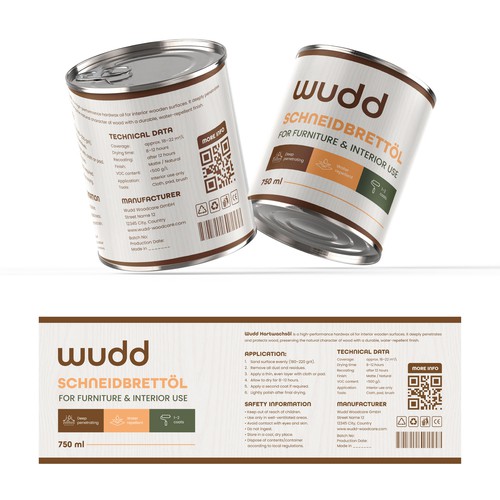 Premium Wood Oil Can Label Design