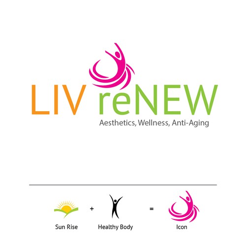Create a modern, clean, beautiful design for a medical rejuvenation clinic called LIV reNEW