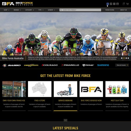 Create a new Home Page for Bike Force Australia