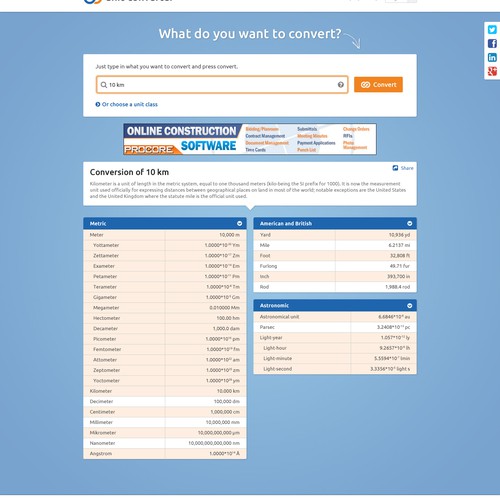 A new starting page for a unit-conversion website
