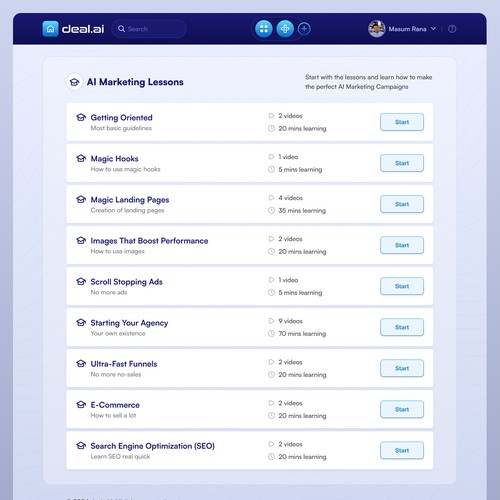 Learning platform web app