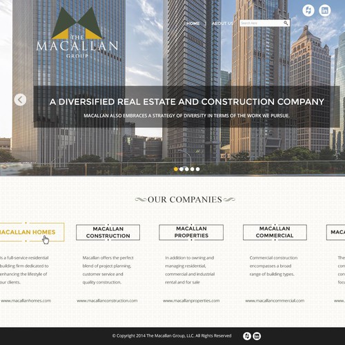 Visually Beautiful Website Landing Page for a Portfolio of Companies