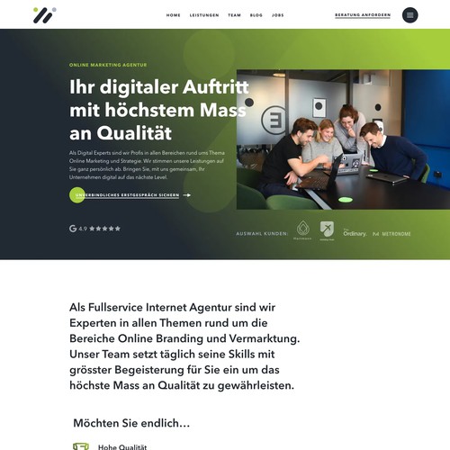 Landingpage für Social Media Agentur