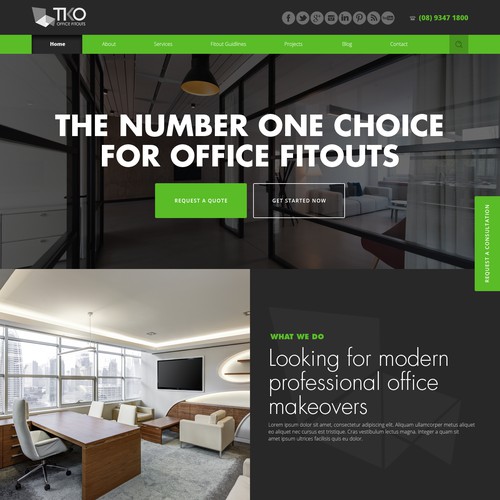 web design concept for TKO Office Fitouts