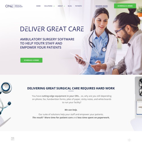 Home Page Design Concept for Medical Software Company