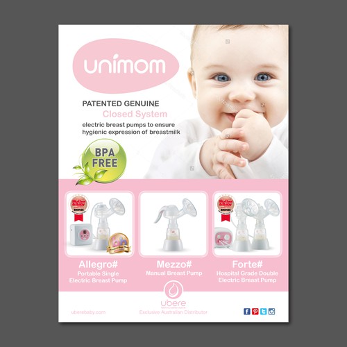 Australian retail poster for Unimom breast pumps