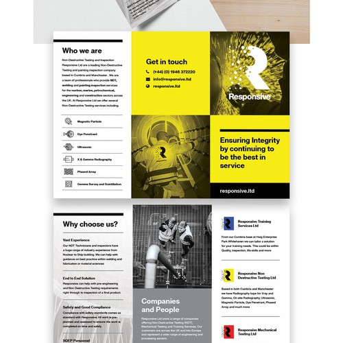 Trifold brochure design for an industrial company