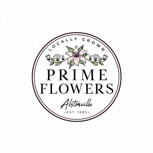 Vintage logo for flower farm.