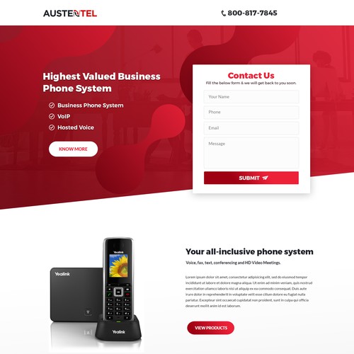 Hosting company Landing page