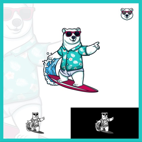 Surfing Polar Bear Mascot