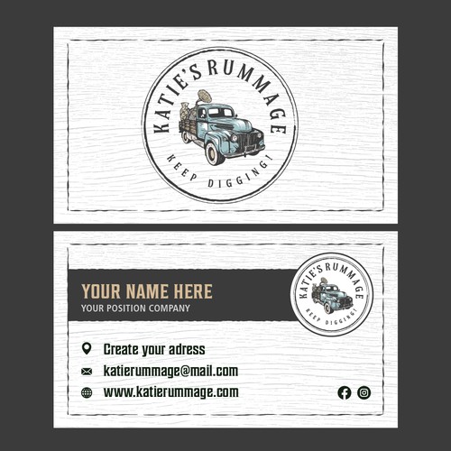 Business card needed for our new Etsy store! Reclaimed & vintage handmade