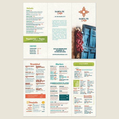 Colorful trifold menu