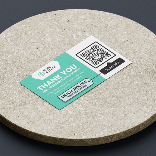 Sleek product insert card design for under-desk storage drawers: Slide & Stash