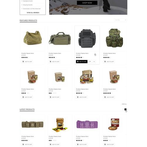 Homepage Design for Ecommerce Business - Survival and Military GearSeller