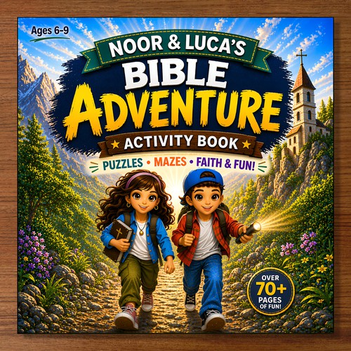 Fun, Colorful Children’s Bible Adventure Activity Book Cover (Noor & Luca Series)