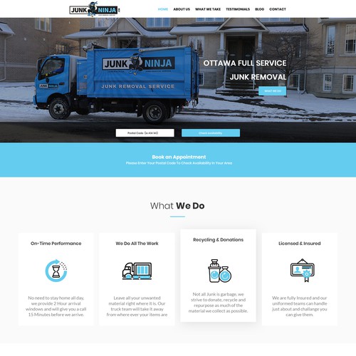 Homepage proposal for a junk removal service website