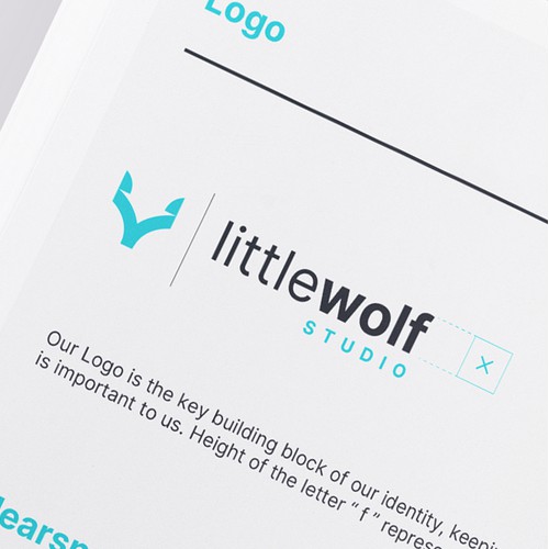 Simple and abstract wolf logo design.