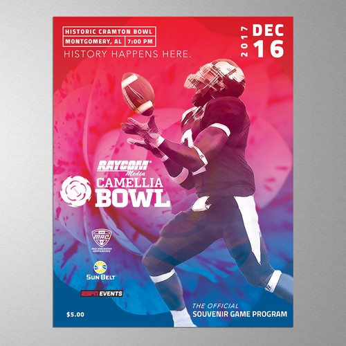 Red & Blue Football Bowl Program Cover