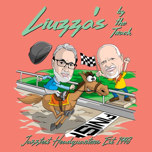 Liuzza's by the Track contest of 2 former owners' caricatures.