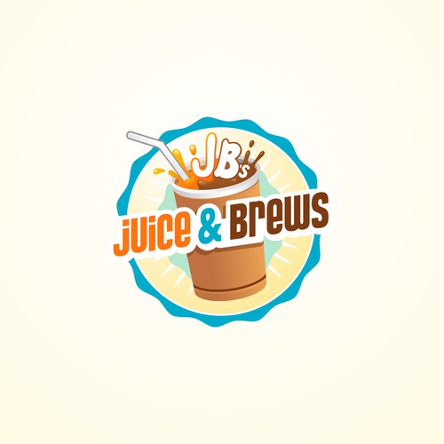 Modern cartoon logo concept for JUICE & BREWS