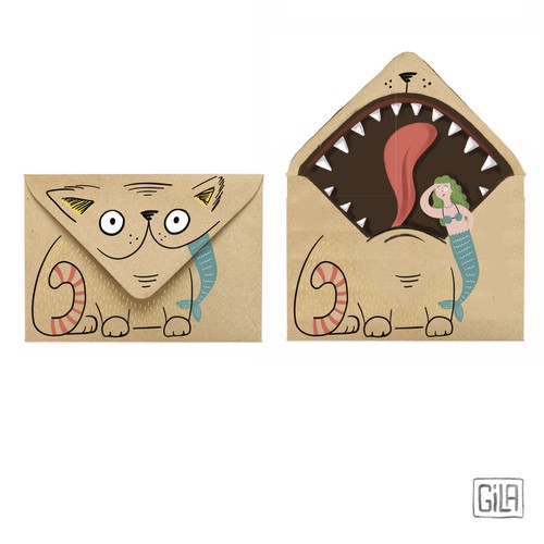 Illustrated funny envelopes